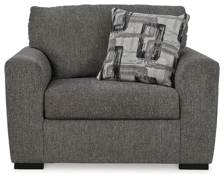 Gardiner Pewter Chair and Ottoman by Ashley at Eve Furniture