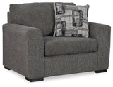 Gardiner Pewter Chair and Ottoman by Ashley at Eve Furniture
