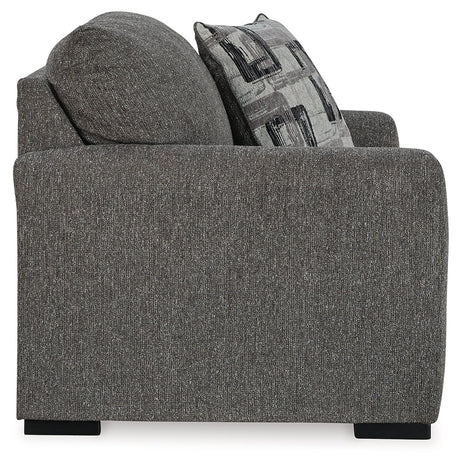 Gardiner Pewter Chair and Ottoman by Ashley at Eve Furniture