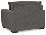 Gardiner Pewter Chair and Ottoman by Ashley at Eve Furniture