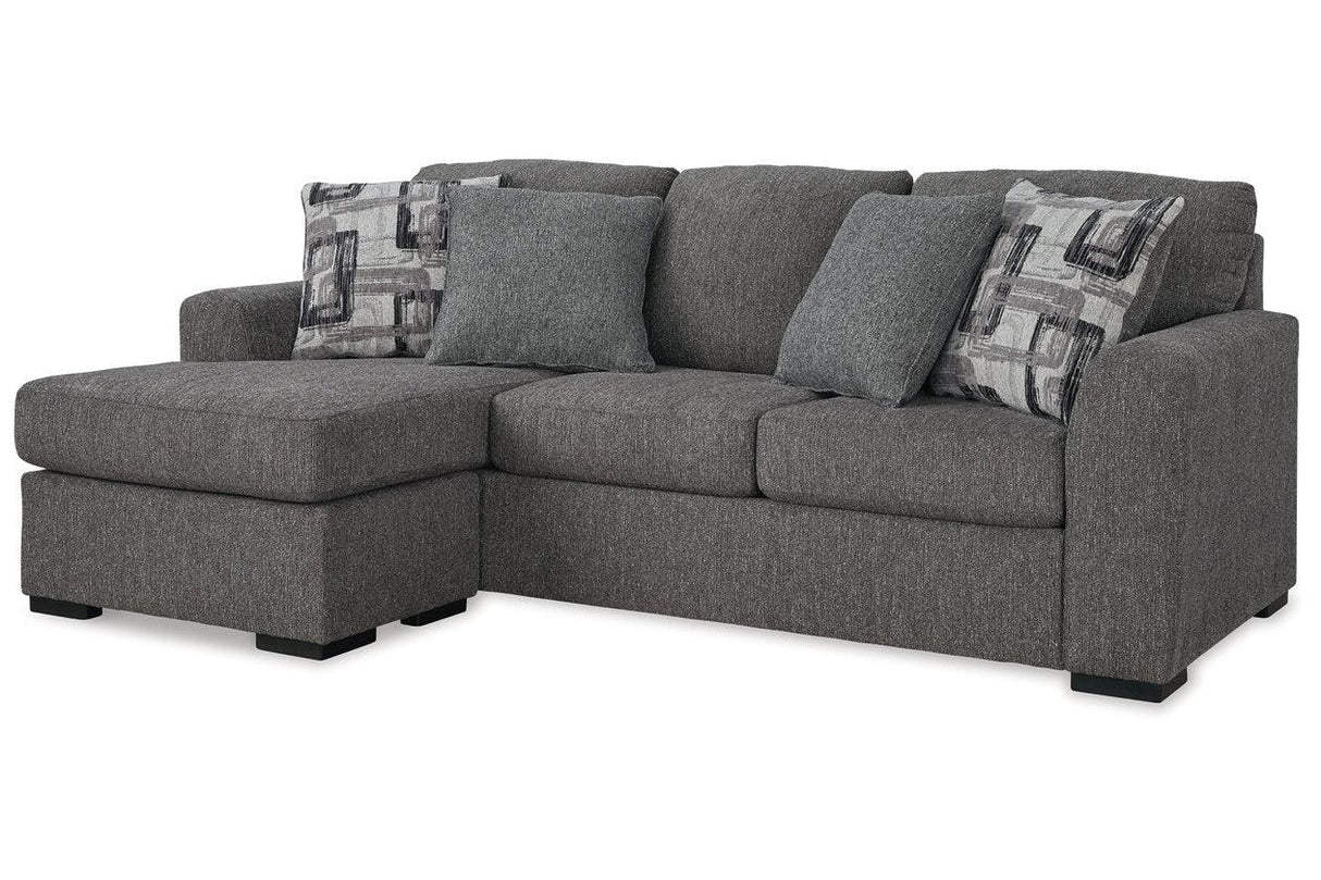 Gardiner Pewter Sofa Chaise and Ottoman by Ashley at Eve Furniture