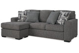 Gardiner Pewter Sofa Chaise and Ottoman by Ashley at Eve Furniture