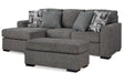 Gardiner Pewter Sofa Chaise and Ottoman by Ashley at Eve Furniture