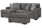 Gardiner Pewter Sofa Chaise and Ottoman by Ashley at Eve Furniture