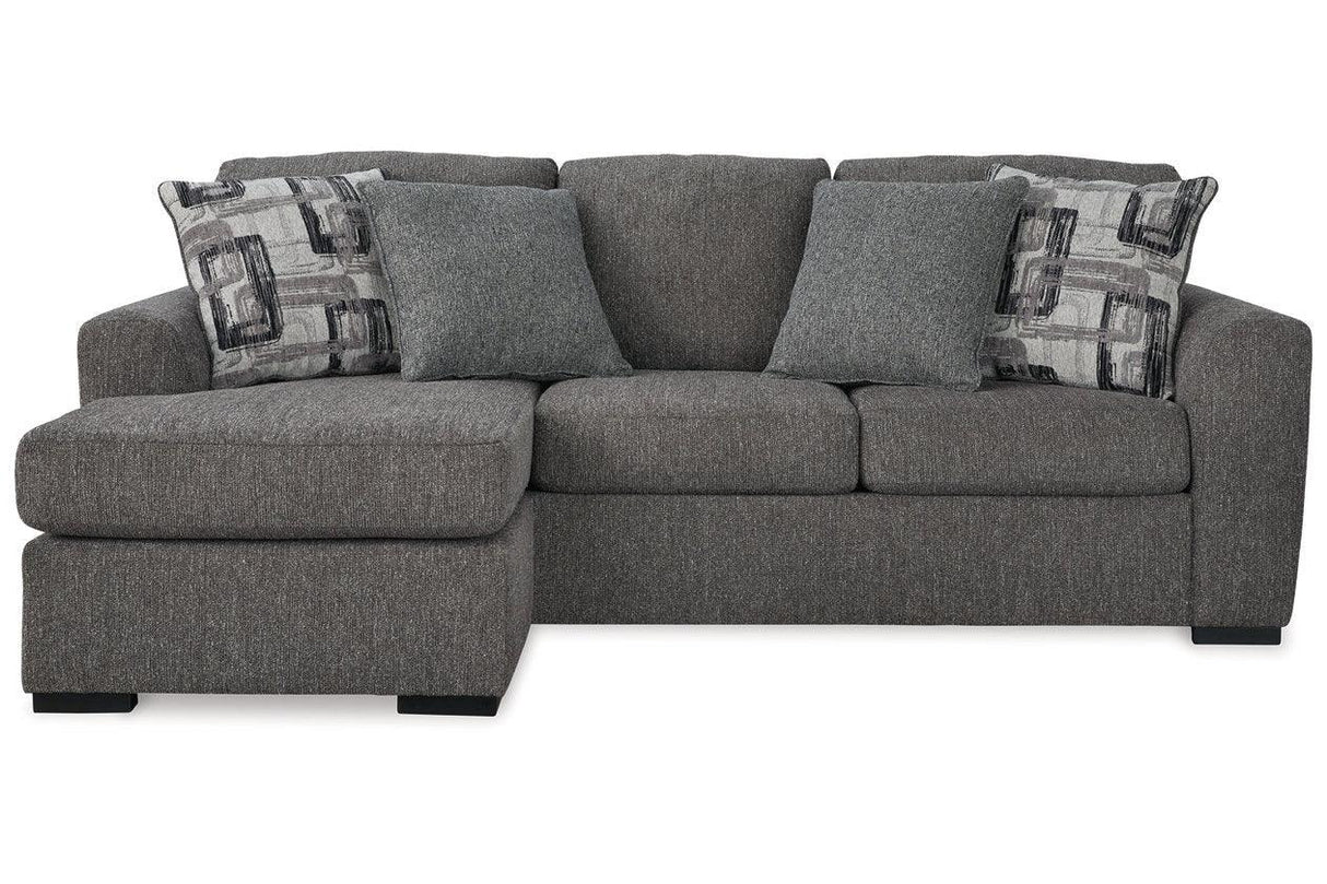 Gardiner Pewter Sofa Chaise and Ottoman by Ashley at Eve Furniture