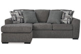 Gardiner Pewter Sofa Chaise and Ottoman by Ashley at Eve Furniture