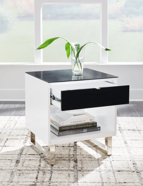 Gardoni White/Black End Table