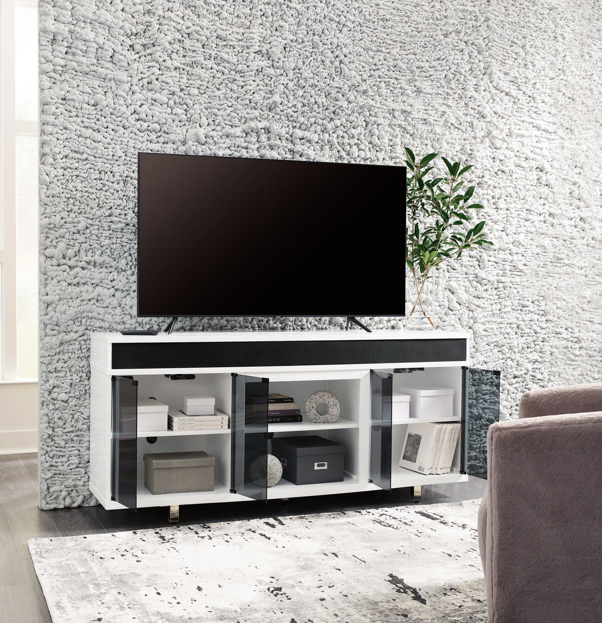 Gardoni White/Black 72" TV Stand by Ashley at Eve Furniture