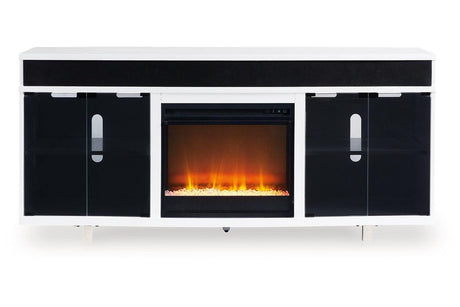 Gardoni White/Black 72" TV Stand with Electric Fireplace by Ashley at Eve Furniture