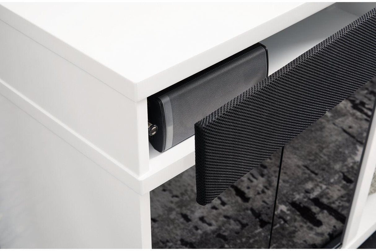 Gardoni White/Black 72" TV Stand with Electric Fireplace by Ashley at Eve Furniture