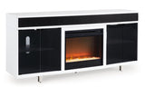 Gardoni White/Black 72" TV Stand with Electric Fireplace by Ashley at Eve Furniture