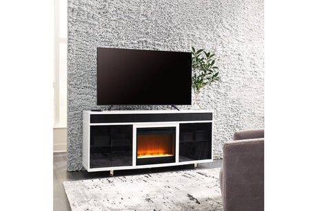 Gardoni White/Black 72" TV Stand with Electric Fireplace by Ashley at Eve Furniture