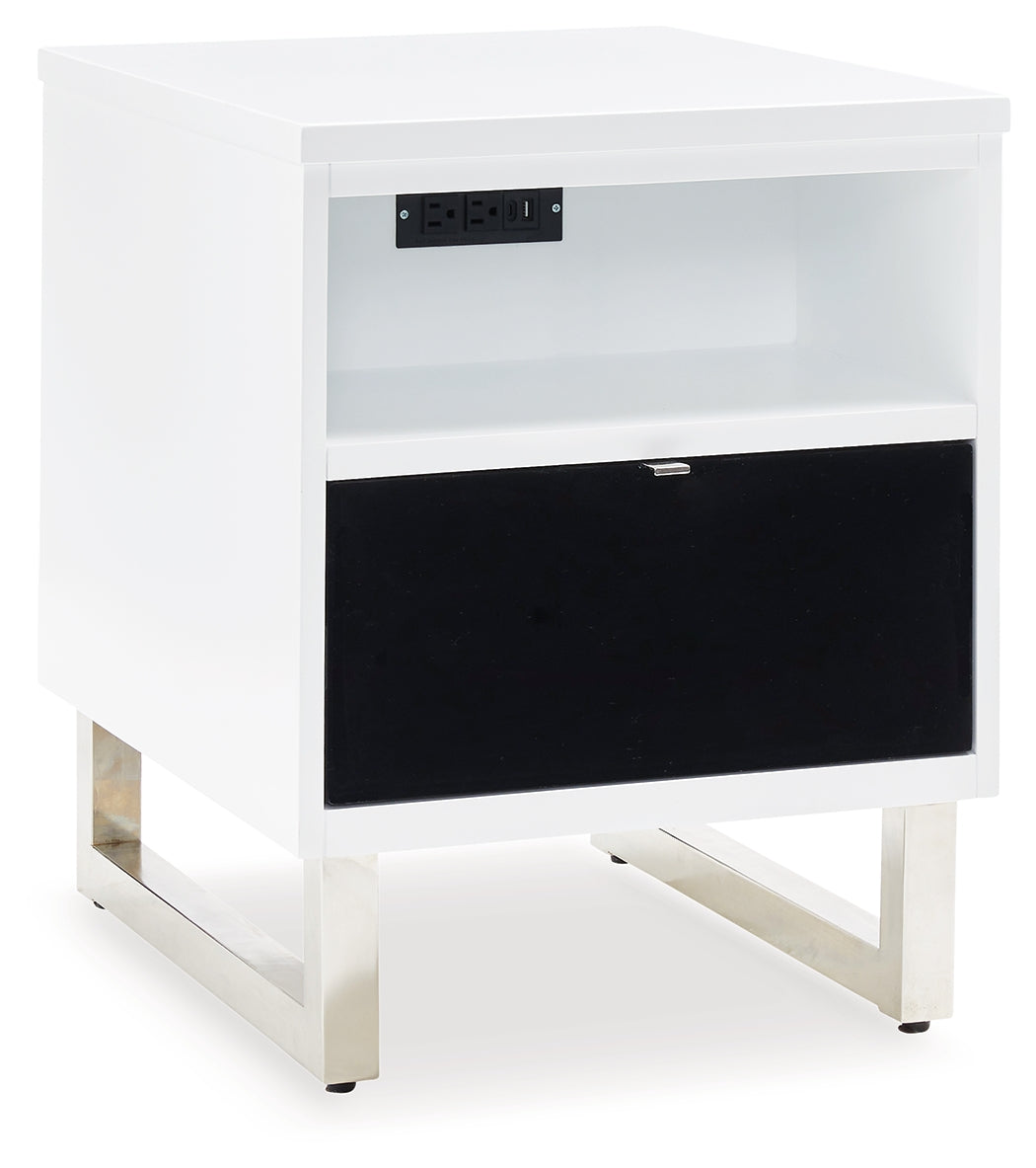 Gardoni White/Black Coffee Table and 2 Chairside End Tables by Ashley at Eve Furniture