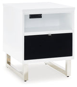 Gardoni White/Black Coffee Table and 2 Chairside End Tables by Ashley at Eve Furniture
