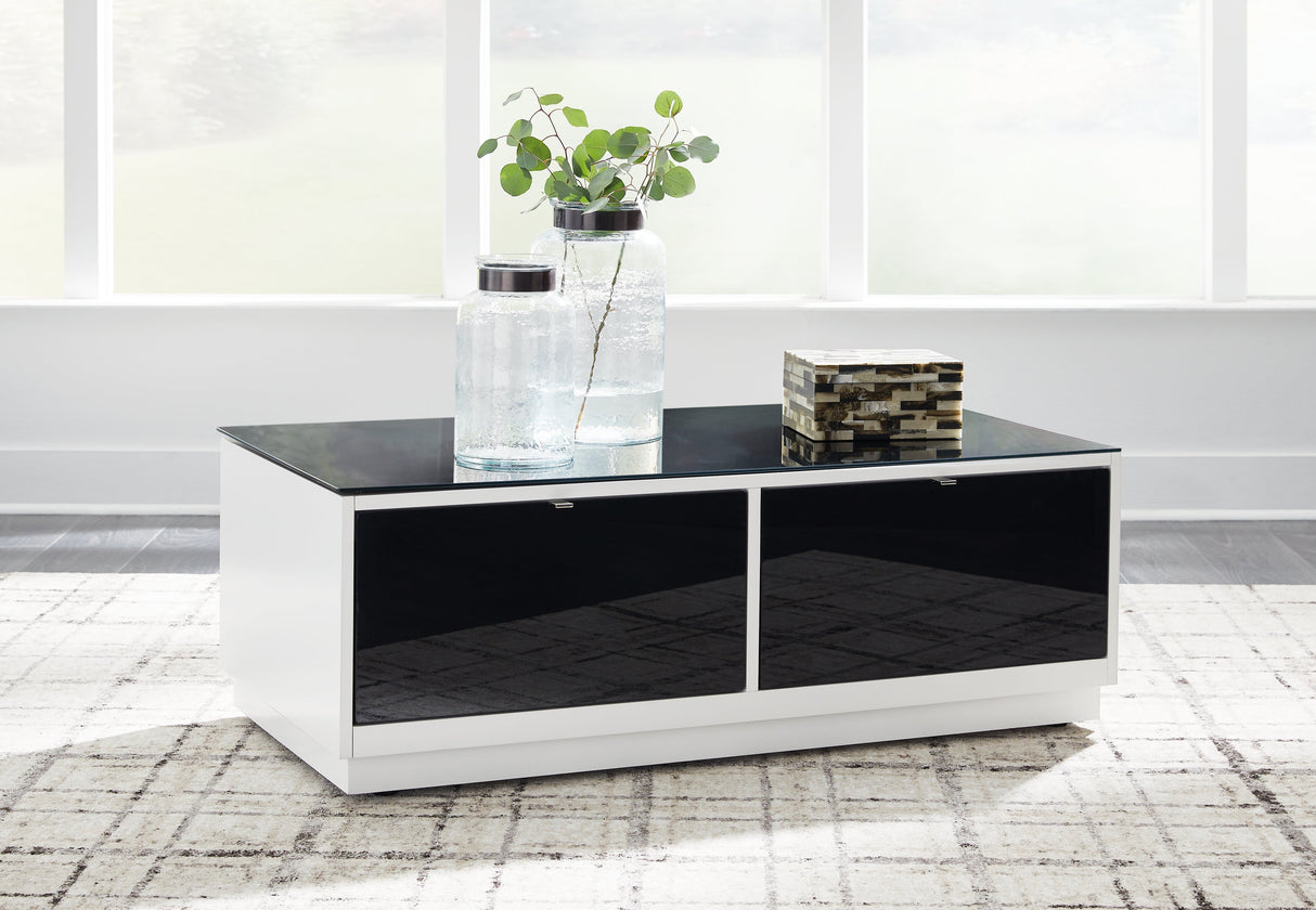 Gardoni White/Black Coffee Table and 2 Chairside End Tables by Ashley at Eve Furniture