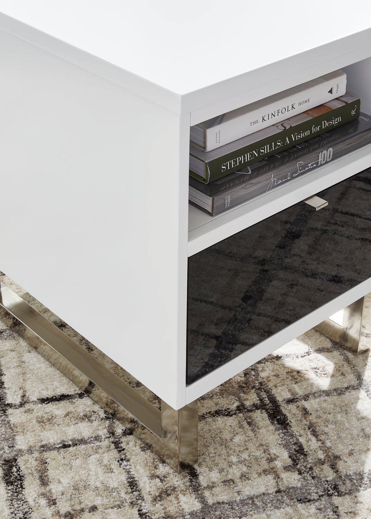 Gardoni White/Black Coffee Table and 2 Chairside End Tables by Ashley at Eve Furniture