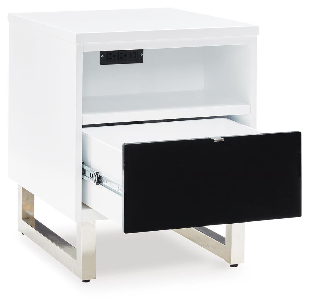 Gardoni White/Black Coffee Table and 2 Chairside End Tables by Ashley at Eve Furniture