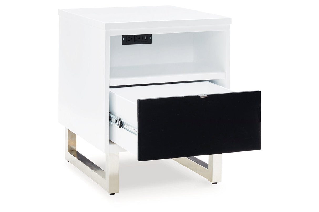 Gardoni White/Black Coffee Table and 2 Chairside End Tables by Ashley at Eve Furniture