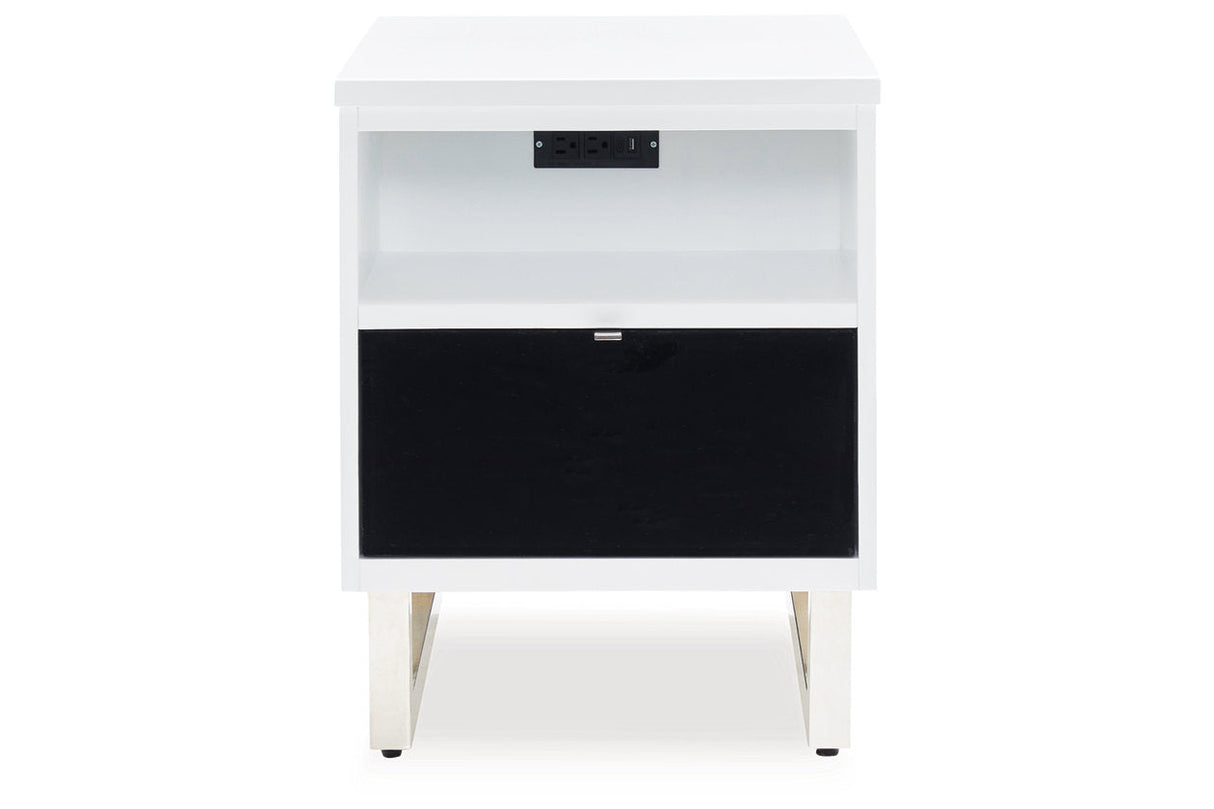 Gardoni White/Black Coffee Table and 2 Chairside End Tables by Ashley at Eve Furniture