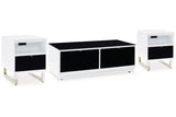 Gardoni White/Black Coffee Table and 2 Chairside End Tables by Ashley at Eve Furniture