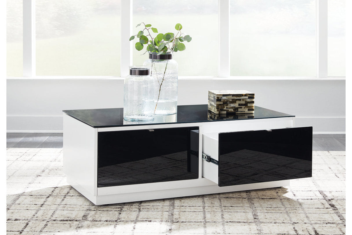 Gardoni White/Black Coffee Table and 2 End Tables by Ashley at Eve Furniture