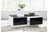 Gardoni White/Black Coffee Table and 2 End Tables by Ashley at Eve Furniture