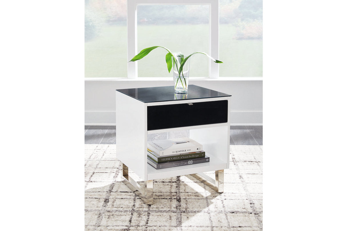Gardoni White/Black Coffee Table and 2 End Tables by Ashley at Eve Furniture