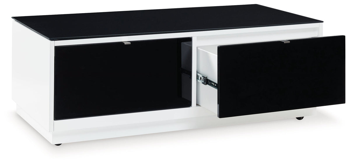 Gardoni White/Black Coffee Table and 2 End Tables by Ashley at Eve Furniture