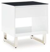 Gardoni White/Black Coffee Table and 2 End Tables by Ashley at Eve Furniture