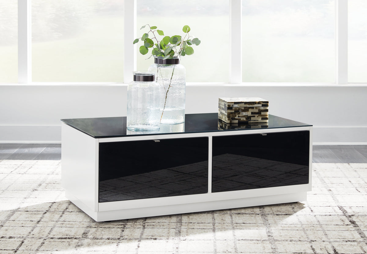 Gardoni White/Black Coffee Table and 2 End Tables by Ashley at Eve Furniture