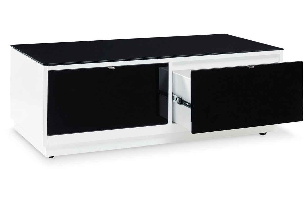 Gardoni White/Black Coffee Table and 2 End Tables by Ashley at Eve Furniture