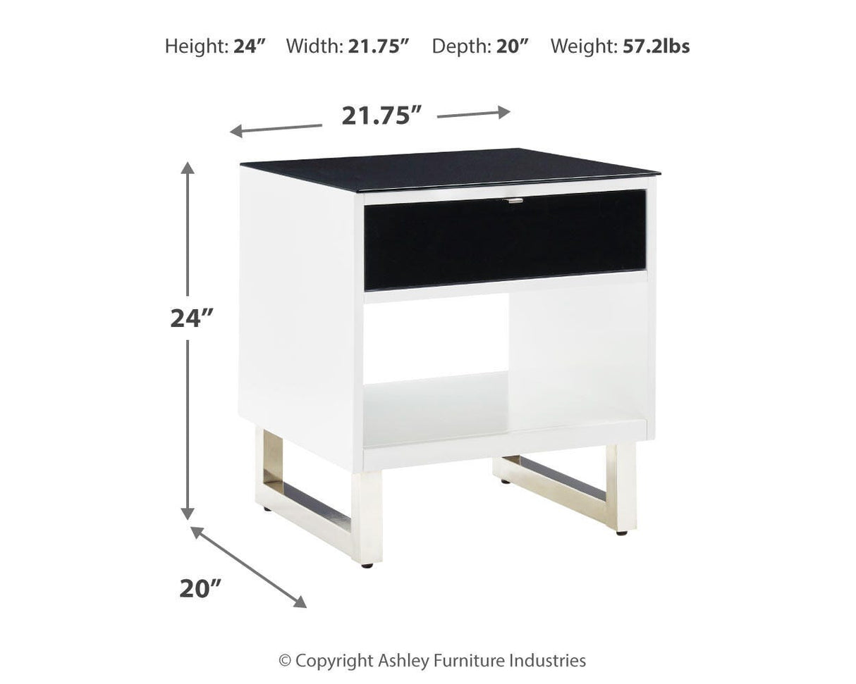 Gardoni White/Black Coffee Table and 2 End Tables by Ashley at Eve Furniture
