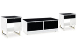 Gardoni White/Black Coffee Table and 2 End Tables by Ashley at Eve Furniture