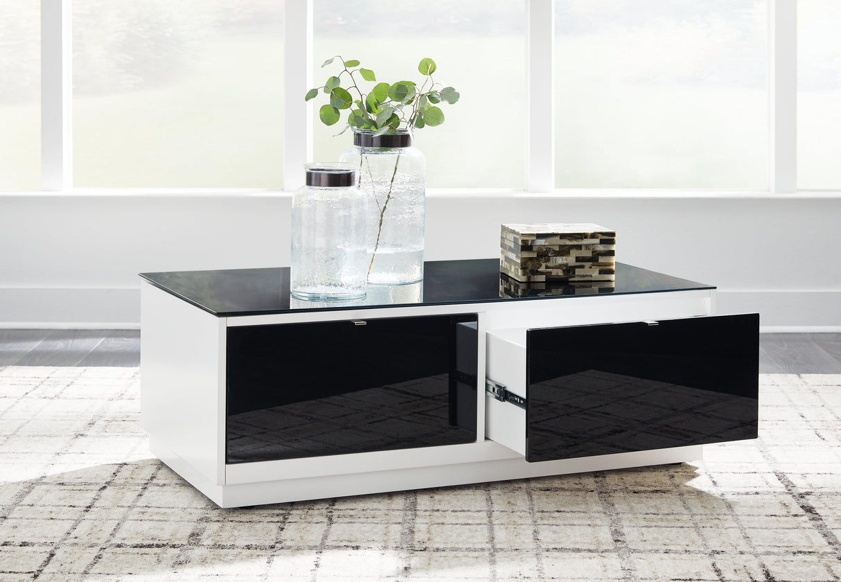 Gardoni White/Black Coffee Table by Ashley at Eve Furniture