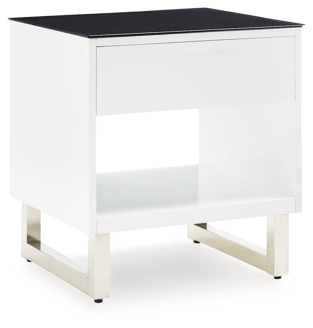 Gardoni White/Black End Table by Ashley at Eve Furniture