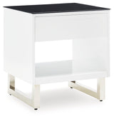 Gardoni White/Black End Table by Ashley at Eve Furniture