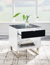 Gardoni White/Black End Table by Ashley at Eve Furniture