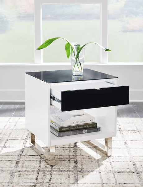 Gardoni White/Black End Table by Ashley at Eve Furniture