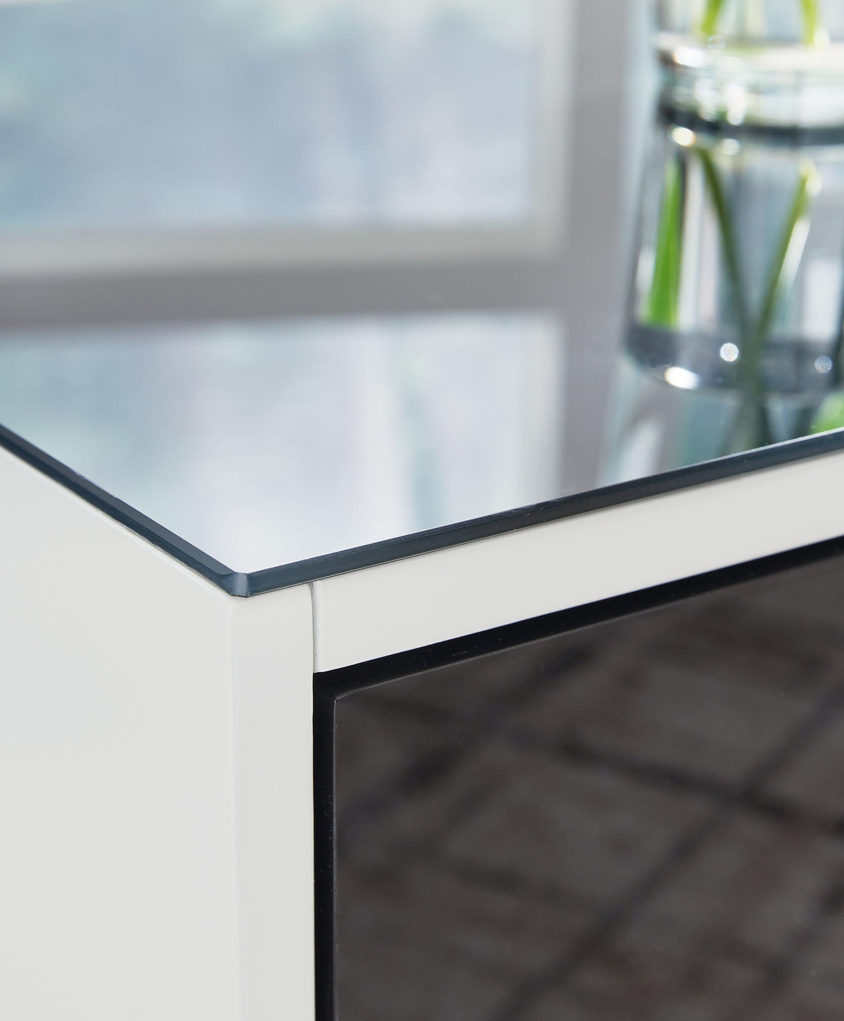 Gardoni White/Black End Table by Ashley at Eve Furniture