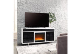 Gardoni White/Black 72" TV Stand with Electric Fireplace by Ashley at Eve Furniture