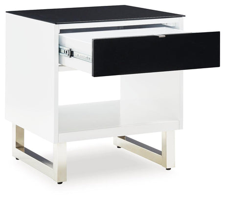 Gardoni White/Black End Table by Ashley at Eve Furniture