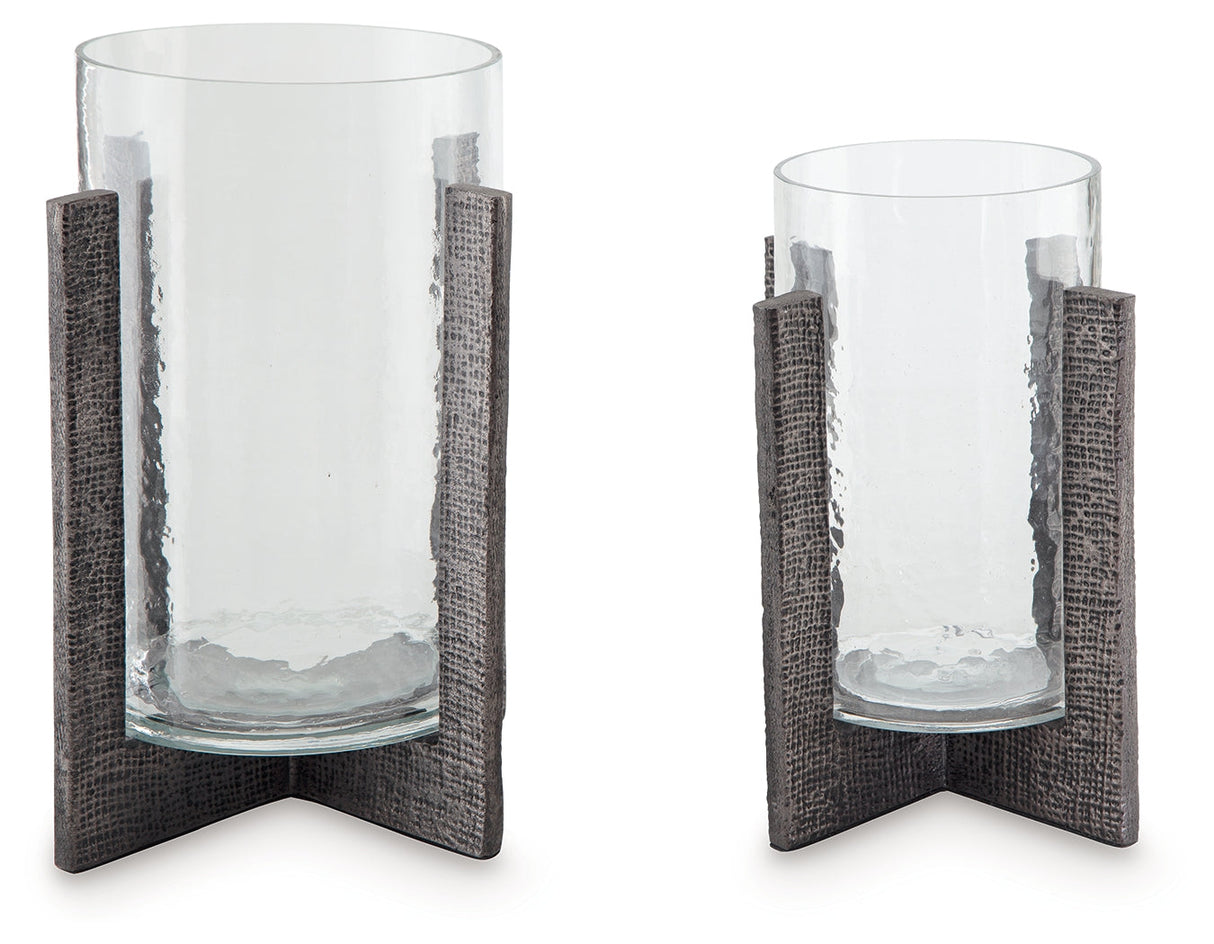 Garekton Clear/Pewter Finish Candle Holder