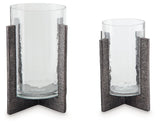 Garekton Clear/Pewter Finish Candle Holder by Ashley at Eve Furniture