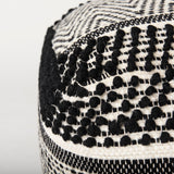 Garima Black/White Wool and Cotton Patterned Pouf by Mercana at Eve Furniture