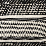 Garima Black/White Wool and Cotton Patterned Pouf by Mercana at Eve Furniture