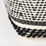 Garima Black/White Wool and Cotton Patterned Pouf by Mercana at Eve Furniture
