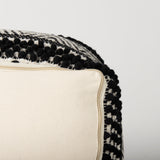 Garima Black/White Wool and Cotton Patterned Pouf by Mercana at Eve Furniture