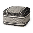 Garima Black/White Wool and Cotton Patterned Pouf by Mercana at Eve Furniture