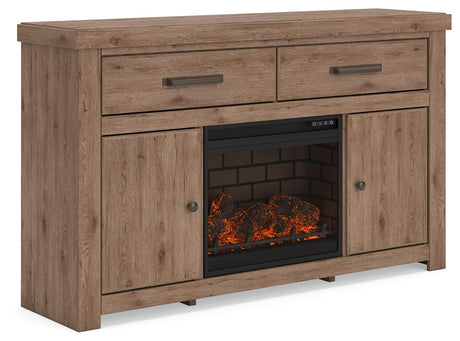 Garistyn Brown 62" TV Stand with Electric Fireplace by Ashley at Eve Furniture