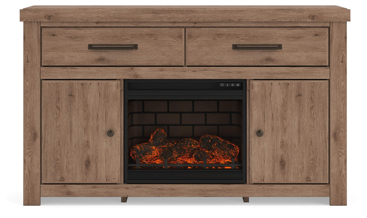 Garistyn Brown 62" TV Stand with Electric Fireplace by Ashley at Eve Furniture